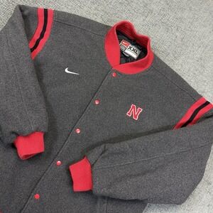 Vintage Nebraska Cornhuskers Varsity Bomber Jacket Mens XXL Nike Team